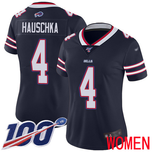 Women Buffalo Bills #4 Stephen Hauschka Limited Navy Blue Inverted Legend 100th Season NFL Jersey